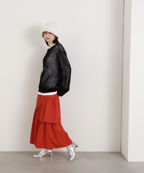 N.（N. Natural Beauty Basic）（エヌエヌナチュラルビューティーベーシック）の「◆メッシュ編みオーバーサイズニット（ニット/セーター・レディース・ブラック/イエロー/ライトベージュ・MEDIUM）」の9枚目の写真