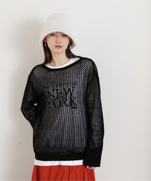 N.（N. Natural Beauty Basic）（エヌエヌナチュラルビューティーベーシック）の「◆メッシュ編みオーバーサイズニット（ニット/セーター・レディース・ブラック/イエロー/ライトベージュ・MEDIUM）」の10枚目の写真