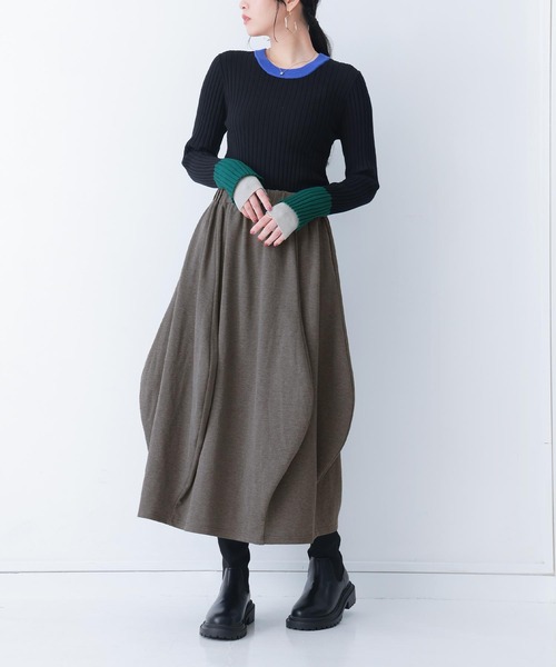 n'OrLABEL（ノアールレーベル）の「『変形コクーンカットソースカート』（スカート・レディース・ボルドー/ブラック/杢グレー・FREE）」の14枚目の写真