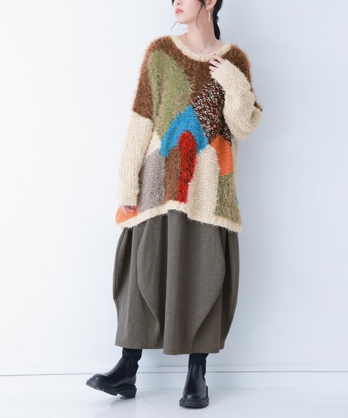 n'OrLABEL（ノアールレーベル）の「『変形コクーンカットソースカート』（スカート・レディース・ボルドー/ブラック/杢グレー・FREE）」の7枚目の写真