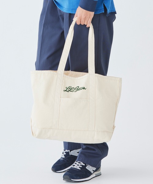 L.L.Bean（エルエルビーン）の「グローサリー・トート・ウィズ・ロング・ハンドル（トートバッグ・レディース・ダークオリーブ/アイボリー/ブラック・ONE SIZE）」の5枚目の写真