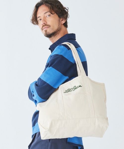 L.L.Bean（エルエルビーン）の「グローサリー・トート・ウィズ・ロング・ハンドル（トートバッグ・レディース・ダークオリーブ/アイボリー/ブラック・ONE SIZE）」の4枚目の写真