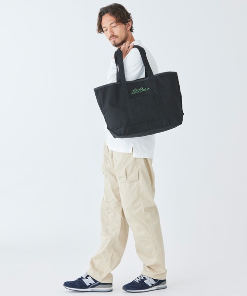 L.L.Bean（エルエルビーン）の「グローサリー・トート・ウィズ・ロング・ハンドル（トートバッグ・レディース・ダークオリーブ/アイボリー/ブラック・ONE SIZE）」の18枚目の写真