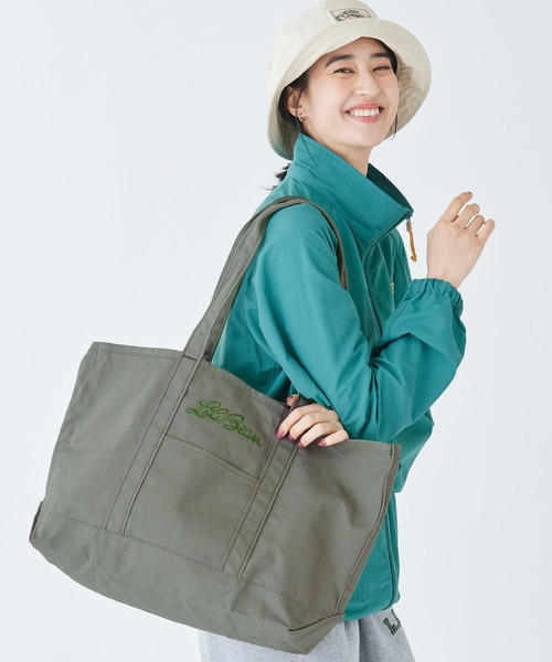L.L.Bean（エルエルビーン）の「グローサリー・トート・ウィズ・ロング・ハンドル（トートバッグ・レディース・ダークオリーブ/アイボリー/ブラック・ONE SIZE）」の12枚目の写真