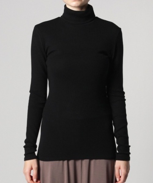 three dots(スリードッツ)の「リブジャージー タートルトップ(Tシャツ/カットソー・レディース・ネイビー/ホワイト/ライトグレー/ブラック・SMALL/MEDIUM)」の12枚目の写真