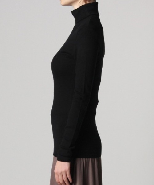 three dots(スリードッツ)の「リブジャージー タートルトップ(Tシャツ/カットソー・レディース・ネイビー/ホワイト/ライトグレー/ブラック・SMALL/MEDIUM)」の13枚目の写真