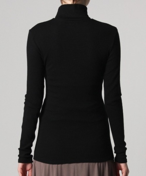 three dots(スリードッツ)の「リブジャージー タートルトップ(Tシャツ/カットソー・レディース・ネイビー/ホワイト/ライトグレー/ブラック・SMALL/MEDIUM)」の14枚目の写真