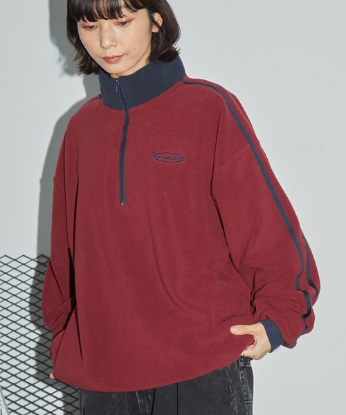 Anchor Smith（アンカー スミス）の「オーバーサイズ サイドライン ハーフジップフリースプルオーバー（スウェット・メンズ・ブルー系/ブラック/ベージュ/ボルドー/ブルー/チャコール/オレンジ/アイボリー/チャコールグレー/アッシュブラウン/ホワイト・M/L）」の19枚目の写真