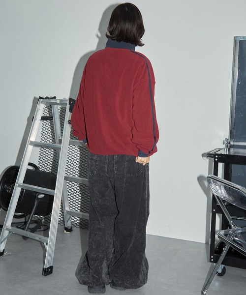 Anchor Smith（アンカー スミス）の「オーバーサイズ サイドライン ハーフジップフリースプルオーバー（スウェット・メンズ・ブルー系/ブラック/ベージュ/ボルドー/ブルー/チャコール/オレンジ/アイボリー/チャコールグレー/アッシュブラウン/ホワイト・M/L）」の14枚目の写真