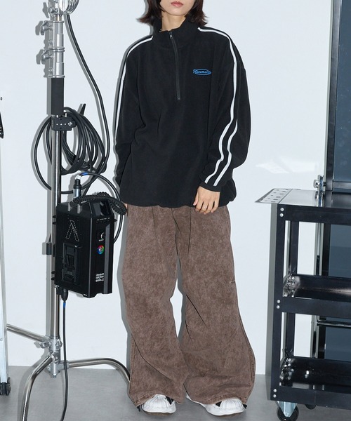 Anchor Smith（アンカー スミス）の「オーバーサイズ サイドライン ハーフジップフリースプルオーバー（スウェット・メンズ・ブルー系/ブラック/ベージュ/ボルドー/ブルー/チャコール/オレンジ/アイボリー/チャコールグレー/アッシュブラウン/ホワイト・M/L）」の17枚目の写真