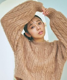 mysty woman | ラメフェザーケーブルニット 988040(ニット/セーター)