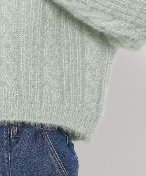 mysty woman（ミスティウーマン）の「ラメフェザーケーブルニット 988040（ニット/セーター・レディース・オフホワイト/ブラウン系その他/グレイッシュブルー・FREE）」の22枚目の写真