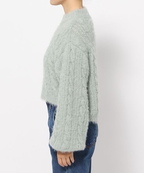 mysty woman（ミスティウーマン）の「ラメフェザーケーブルニット 988040（ニット/セーター・レディース・オフホワイト/ブラウン系その他/グレイッシュブルー・FREE）」の17枚目の写真