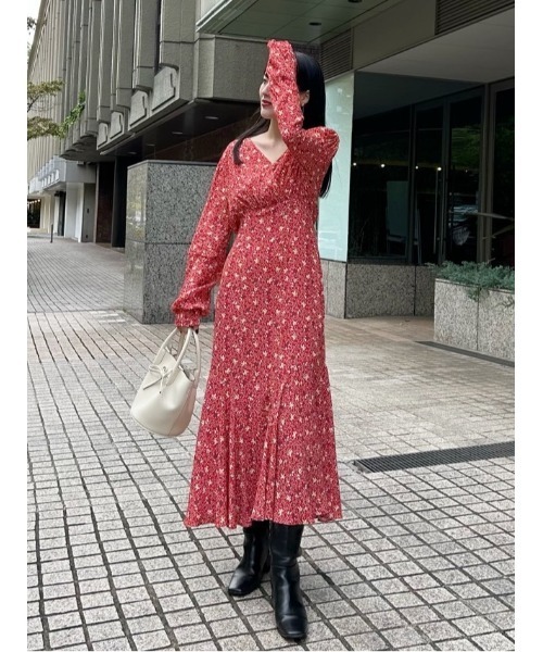 FRAY I.D（フレイアイディー）の「DEVEAUプリントワンピース（ワンピース・レディース・ホワイト/ブラック/レッド・1/0）」の7枚目の写真