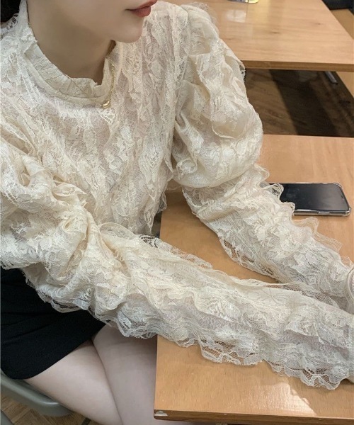 Achic(アシック)の「フリルレースシャツブラウス(シャツ/ブラウス・レディース・アイボリー・M)」の3枚目の写真