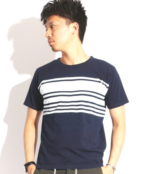 Denime（ドゥニーム）の「INDIGO LINE CN TEE/インディゴラインクルーネックＴシャツ（Tシャツ/カットソー・メンズ・その他1/その他2/その他3/その他4・LARGE/MEDIUM）」の3枚目の写真