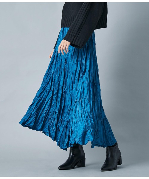 Settimissimo（セッティミッシモ）の「ITALYウォッシャー加工　フレア　ロングスカート（スカート・レディース・ブラック/ブルーグリーン・FREE）」の2枚目の写真