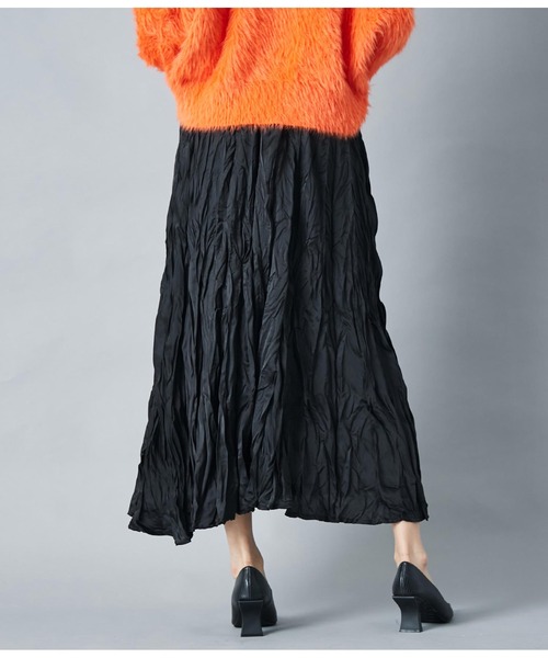 Settimissimo（セッティミッシモ）の「ITALYウォッシャー加工　フレア　ロングスカート（スカート・レディース・ブラック/ブルーグリーン・FREE）」の4枚目の写真