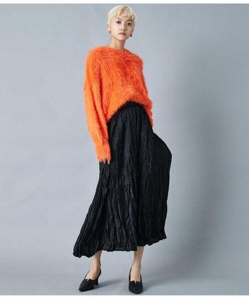 Settimissimo（セッティミッシモ）の「ITALYウォッシャー加工　フレア　ロングスカート（スカート・レディース・ブラック/ブルーグリーン・FREE）」の6枚目の写真