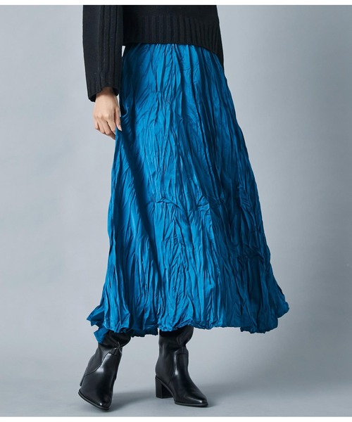 Settimissimo（セッティミッシモ）の「ITALYウォッシャー加工　フレア　ロングスカート（スカート・レディース・ブラック/ブルーグリーン・FREE）」の10枚目の写真