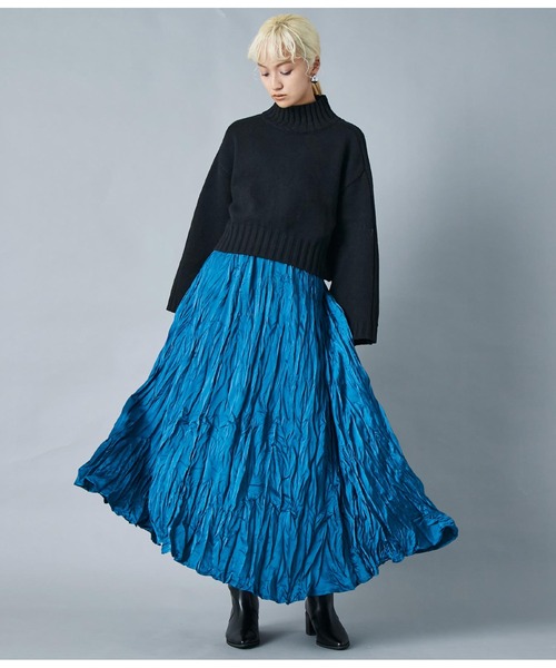 Settimissimo（セッティミッシモ）の「ITALYウォッシャー加工　フレア　ロングスカート（スカート・レディース・ブラック/ブルーグリーン・FREE）」の12枚目の写真