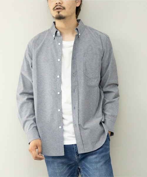 STYLEBLOCK（スタイルブロック）の「オックス長袖BDシャツ（シャツ/ブラウス・メンズ・ピンク/ネイビー/ホワイト/サックスブルー・L/M/LL）」の2枚目の写真