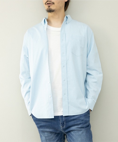 STYLEBLOCK（スタイルブロック）の「オックス長袖BDシャツ（シャツ/ブラウス・メンズ・ピンク/ネイビー/ホワイト/サックスブルー・L/M/LL）」の3枚目の写真