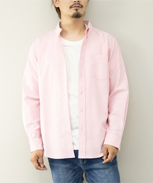 STYLEBLOCK（スタイルブロック）の「オックス長袖BDシャツ（シャツ/ブラウス・メンズ・ピンク/ネイビー/ホワイト/サックスブルー・L/M/LL）」の4枚目の写真