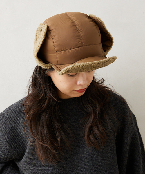 TAION（タイオン）の「【TAION / タイオン】 マウンテンリバーシブル ダウン×ボアウォームキャップ（キャップ・メンズ・ブラック/ブラック系その他/ベージュ/アイボリー・FREE）」の4枚目の写真