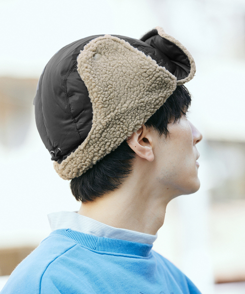 TAION（タイオン）の「【TAION / タイオン】 マウンテンリバーシブル ダウン×ボアウォームキャップ（キャップ・メンズ・ブラック/ブラック系その他/ベージュ/アイボリー・FREE）」の8枚目の写真