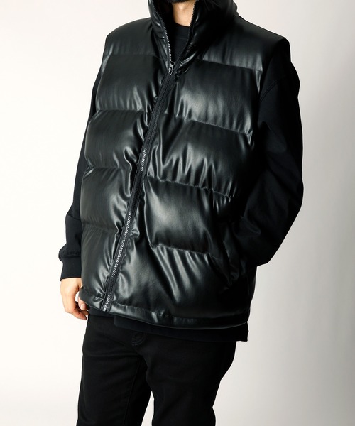 【セール】「INASTUDIOS SELECT」PUレザー 中綿ベスト（ダウンベスト）｜INASTUDIOS ZOO（イーナストゥディオスズー） 5,412円