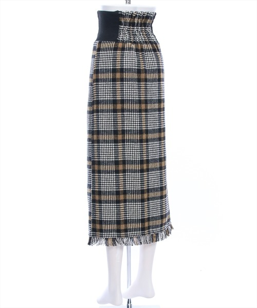 clear（クリア）の「ウエストリブチェック柄Iラインスカート[低身長用サイズ有]（スカート・レディース・ブルー/ピンク/ブラウン・S/M/XS）」の6枚目の写真