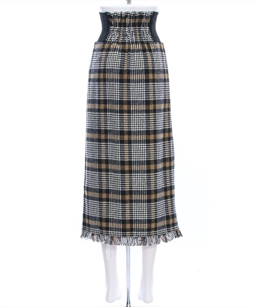 clear（クリア）の「ウエストリブチェック柄Iラインスカート[低身長用サイズ有]（スカート・レディース・ブルー/ピンク/ブラウン・S/M/XS）」の7枚目の写真