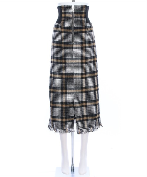 clear（クリア）の「ウエストリブチェック柄Iラインスカート[低身長用サイズ有]（スカート・レディース・ブルー/ピンク/ブラウン・S/M/XS）」の21枚目の写真
