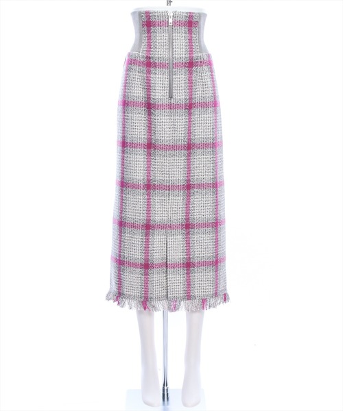 clear（クリア）の「ウエストリブチェック柄Iラインスカート[低身長用サイズ有]（スカート・レディース・ブルー/ピンク/ブラウン・S/M/XS）」の22枚目の写真