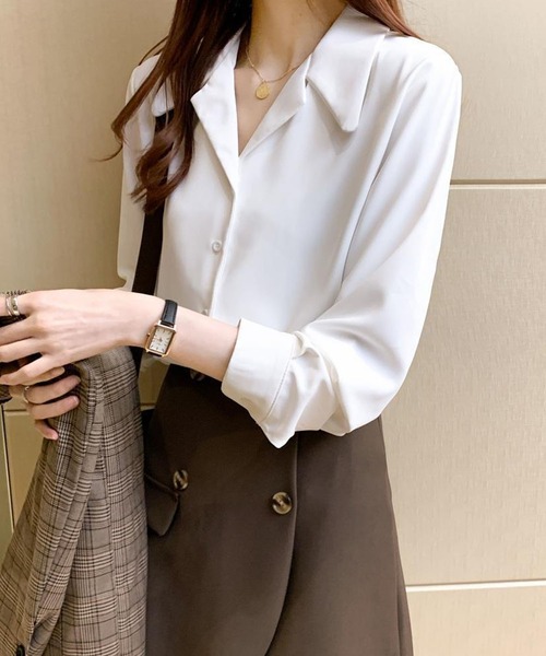 Amulet(アミュレット)の「シフォンシャツブラウス(シャツ/ブラウス・レディース・ブラック/カーキ/ホワイト・M/XL/L)」の8枚目の写真