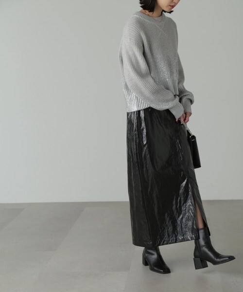 FREE'S MART（フリーズマート）の「◆箔プリント片畦編みニット（ニット/セーター・レディース・ホワイト/グレー・FREE）」の10枚目の写真