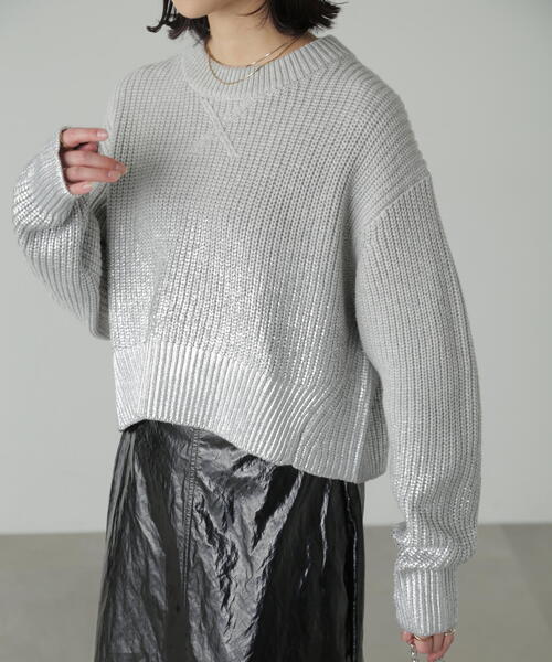 FREE'S MART（フリーズマート）の「◆箔プリント片畦編みニット（ニット/セーター・レディース・ホワイト/グレー・FREE）」の13枚目の写真