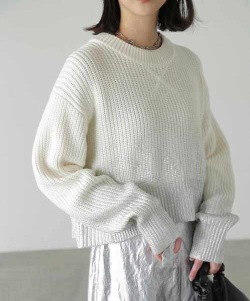 FREE'S MART（フリーズマート）の「◆箔プリント片畦編みニット（ニット/セーター・レディース・ホワイト/グレー・FREE）」の17枚目の写真