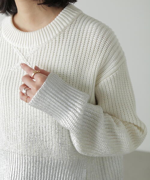 FREE'S MART（フリーズマート）の「◆箔プリント片畦編みニット（ニット/セーター・レディース・ホワイト/グレー・FREE）」の22枚目の写真