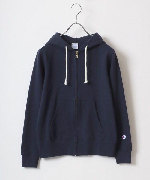 Champion（チャンピオン）の「Champion（チャンピオン）ブランドロゴワンポイント刺繍スウェットジップアップパーカー レディース（パーカー・レディース・ブラック/ライトブルー/オフホワイト/グレー/ナチュラル/ネイビー/サーモンピンク・M/L/XL）」の6枚目の写真