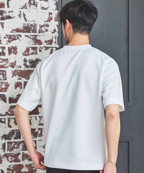 UNION STATION（ユニオンステーション）の「ポンチ×梨地Wフェイス切替Tシャツ（Tシャツ/カットソー・メンズ・ブラック/ホワイト系その他/ホワイト・M/L/LL）」の13枚目の写真