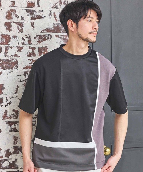 UNION STATION（ユニオンステーション）の「ポンチ×梨地Wフェイス切替Tシャツ（Tシャツ/カットソー・メンズ・ブラック/ホワイト系その他/ホワイト・M/L/LL）」の17枚目の写真