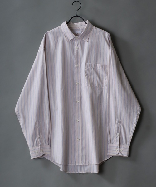 SITRY（シトリー）の「Stripe Broadcloth Shirt/オーバーサイズ ストライプ ブロードシャツ（シャツ/ブラウス・メンズ・ベージュ系その他/ブルー系その他2/ブルー系その他3/ブルー系その他・M/L）」の2枚目の写真