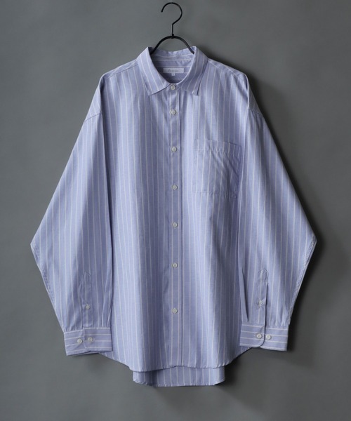 SITRY（シトリー）の「Stripe Broadcloth Shirt/オーバーサイズ ストライプ ブロードシャツ（シャツ/ブラウス・メンズ・ベージュ系その他/ブルー系その他2/ブルー系その他3/ブルー系その他・M/L）」の3枚目の写真
