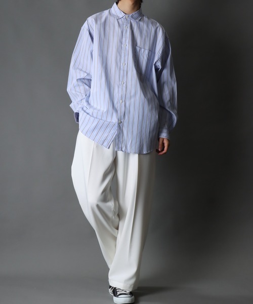 SITRY（シトリー）の「Stripe Broadcloth Shirt/オーバーサイズ ストライプ ブロードシャツ（シャツ/ブラウス・メンズ・ベージュ系その他/ブルー系その他2/ブルー系その他3/ブルー系その他・M/L）」の19枚目の写真
