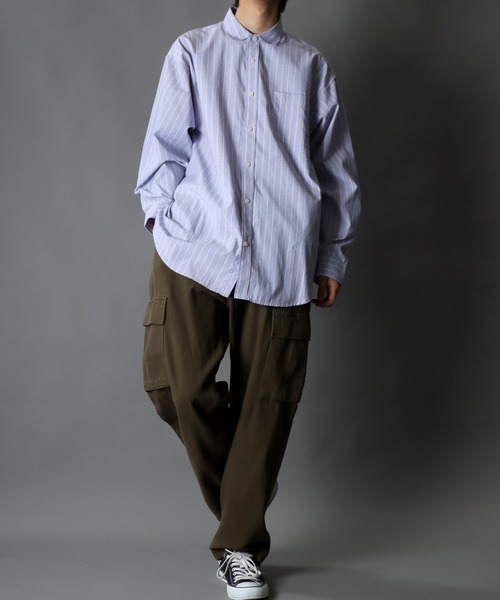 SITRY（シトリー）の「Stripe Broadcloth Shirt/オーバーサイズ ストライプ ブロードシャツ（シャツ/ブラウス・メンズ・ベージュ系その他/ブルー系その他2/ブルー系その他3/ブルー系その他・M/L）」の22枚目の写真