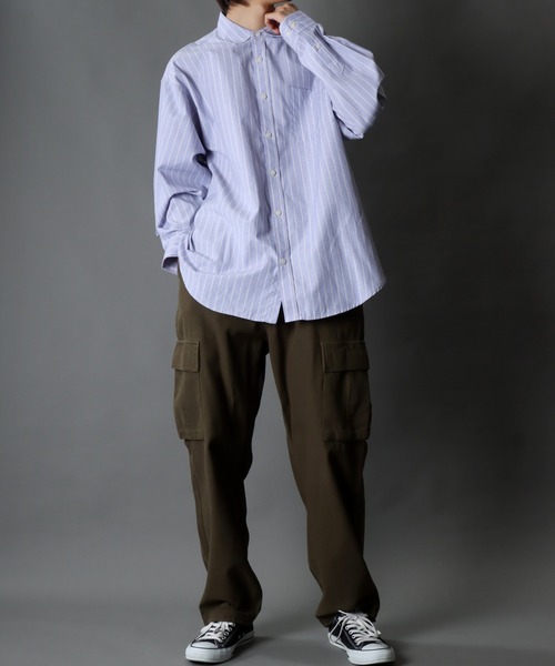 SITRY（シトリー）の「Stripe Broadcloth Shirt/オーバーサイズ ストライプ ブロードシャツ（シャツ/ブラウス・メンズ・ベージュ系その他/ブルー系その他2/ブルー系その他3/ブルー系その他・M/L）」の21枚目の写真