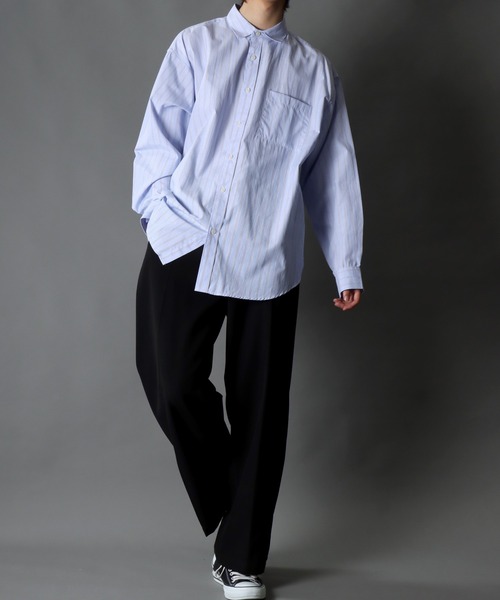 SITRY（シトリー）の「Stripe Broadcloth Shirt/オーバーサイズ ストライプ ブロードシャツ（シャツ/ブラウス・メンズ・ベージュ系その他/ブルー系その他2/ブルー系その他3/ブルー系その他・M/L）」の16枚目の写真