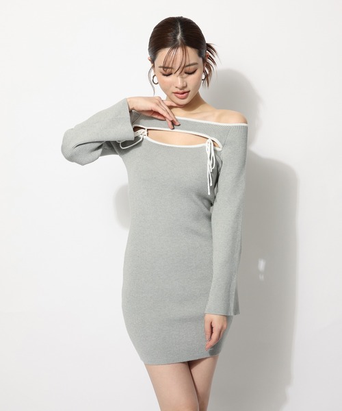 SPIRALGIRL（スパイラルガール）の「バストオープンオフショルリボンワンピース（ワンピース・レディース・ベージュ/ブラック/グレー・FREE）」の20枚目の写真